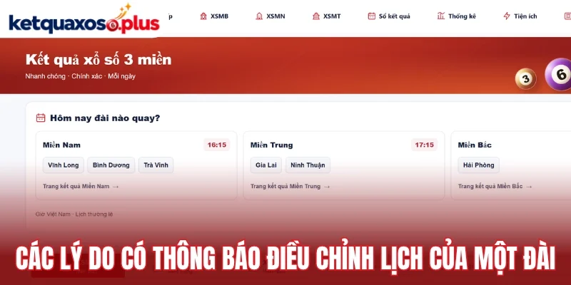Các lý do có thông báo điều chỉnh lịch của một đài