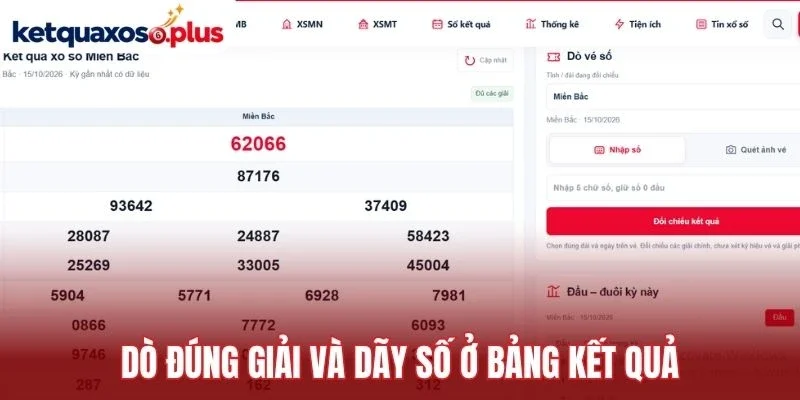 Dò đúng giải và dãy số ở bảng kết quả