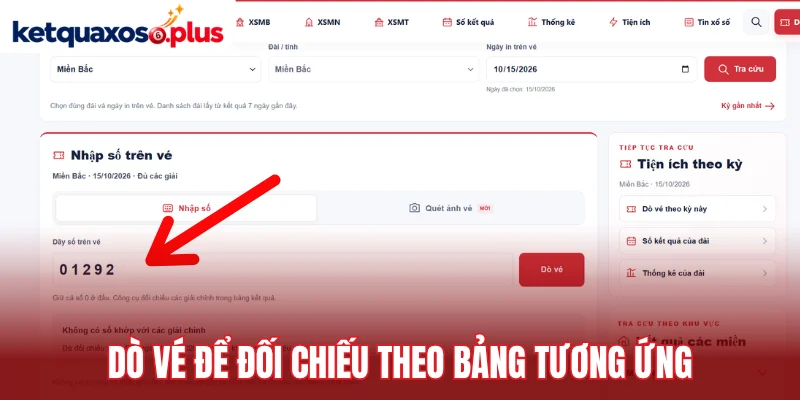 Dò vé để đối chiếu theo bảng tương ứng