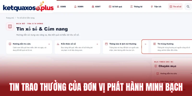 Tin trao thưởng của đơn vị phát hành minh bạch