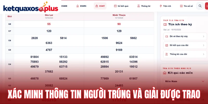 Xác minh thông tin người trúng và giải được trao